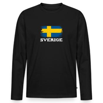 Suède Sverige flag accueil équipe sportive - T-shirt manches longues Premium bio Homme - noir - Devant - Nico (187cm)