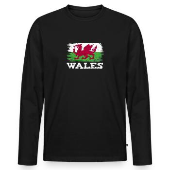 Wales Flagge Heimat Cymru Mannschaft Sport - Männer Premium Bio Langarmshirt - Schwarz - Vorne - Nico (187cm)