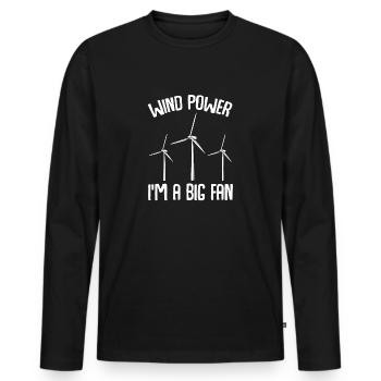 Wind Power I'm A Big Fan Green energy Wind power - Men's Premium Organic Long Sleeve Shirt - black - Front - Nico (187cm)
