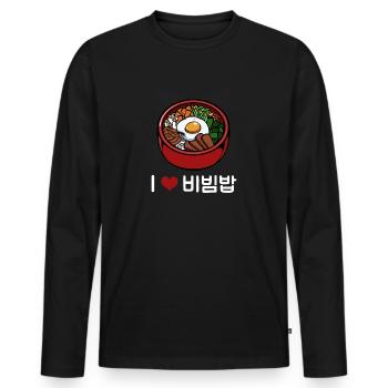 I Love Bibimbap Korean dish eat rice - Men's Premium Organic Long Sleeve Shirt - black - Front - Nico (187cm)
