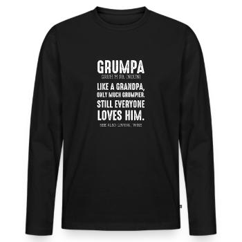 Grumpa définition grand-père grand-père grands-parents - T-shirt manches longues Premium bio Homme - noir - Devant - Nico (187cm)