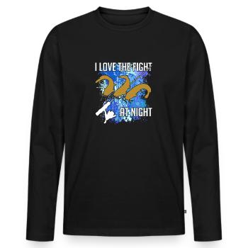 Poisson-chat Poisson-chat Pêche Silhouette de poisson-chat et taches de couleur - T-shirt manches longues Premium bio Homme - noir - Devant - Nico (187cm)