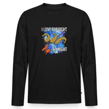 Waller catfish silhouette canne à pêche et éclaboussures de couleur - T-shirt manches longues Premium bio Homme - noir - Devant - Nico (187cm)