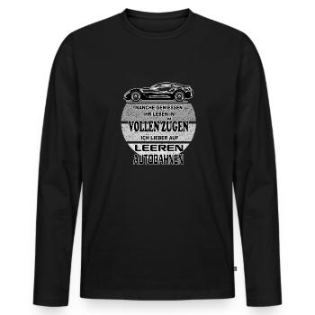 Sprüche Autofahrer Bundesbahn Autobahn - Männer Premium Bio Langarmshirt - Schwarz - Vorne - Nico (187cm)