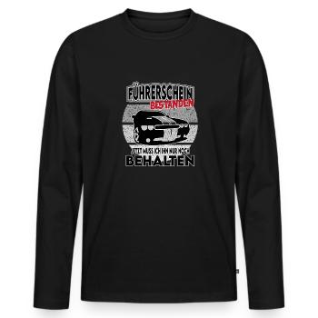 Auto Führerschein bestanden behalten - Männer Premium Bio Langarmshirt - Schwarz - Vorne - Nico (187cm)