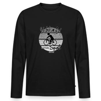 Fahrradfahrer Sprüche Ich dreh am Rad - Männer Premium Bio Langarmshirt - Schwarz - Vorne - Nico (187cm)