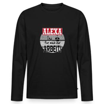 Sprüche Arbeit Beruf Alexa - Männer Premium Bio Langarmshirt - Schwarz - Vorne - Nico (187cm)