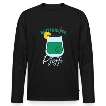 Blutgruppe Pfeffi - Männer Premium Bio Langarmshirt - Schwarz - Vorne - Nico (187cm)