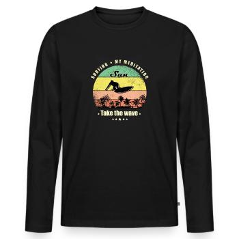 Surfing Men Vintage Sport Retro Sunset - T-shirt manches longues Premium bio Homme - noir - Devant - Nico (187cm)