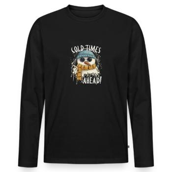 Il commence à faire froid, les amis ! Bonhomme de neige ironiquement cool - T-shirt manches longues Premium bio Homme - noir - Devant - Nico (187cm)