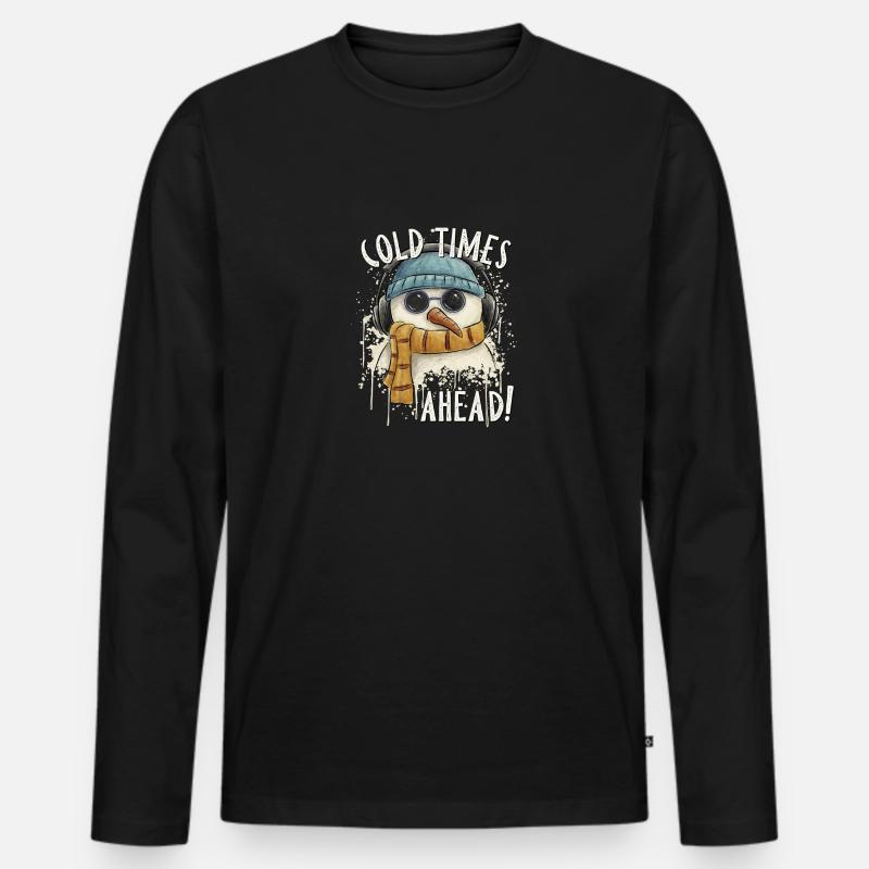 Es wird kalt, Leute! Ironisch cooler Schneemann - Männer Premium Bio Langarmshirt - Schwarz