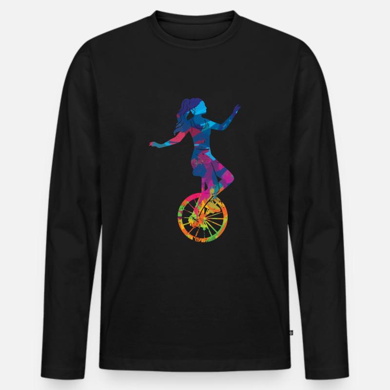 Einrad Geschenk Einradfahrerin Einradfahren Retro - Männer Premium Bio Langarmshirt - Schwarz