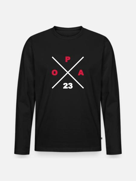Opa 23 - Männer Premium Bio Langarmshirt - Schwarz