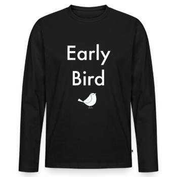 Early Bird - Men's Premium Organic Long Sleeve Shirt - black - Front - Nico (187cm)