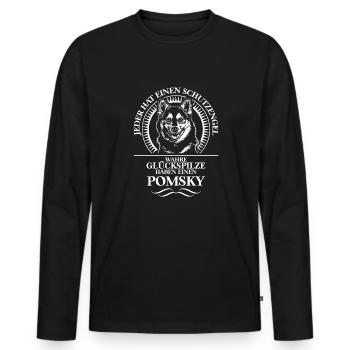 POMSKY Schutzengel Spruch Hundespruch WILSIGNS - Männer Premium Bio Langarmshirt - Schwarz - Vorne - Nico (187cm)