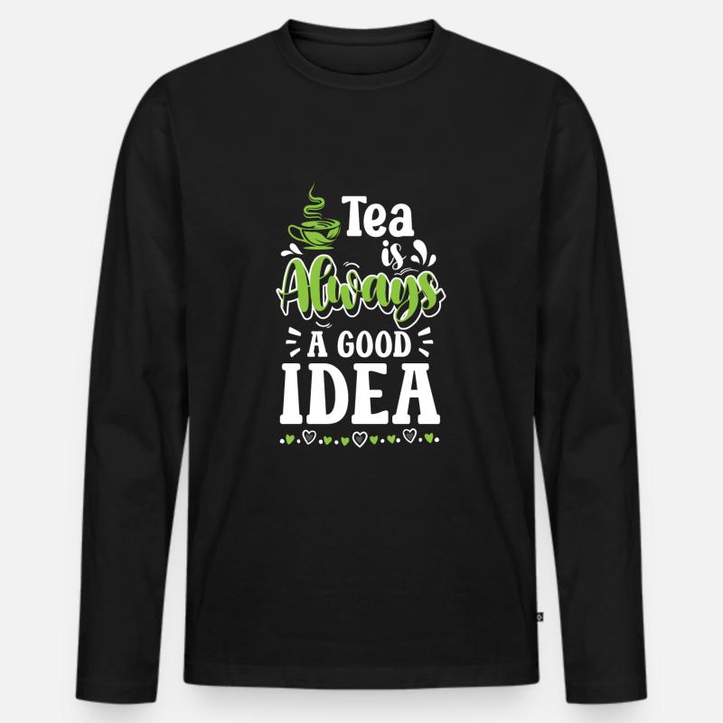 Teetasse Oma Grüner Tee - Männer Premium Bio Langarmshirt - Schwarz