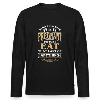 Babybauch Familie Nachwuchs - Männer Premium Bio Langarmshirt - Schwarz - Vorne - Nico (187cm)