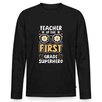 Alltagsheld Helden Lebensretter Vorbild - Männer Premium Bio Langarmshirt - Schwarz - Vorne - Nico (187cm)