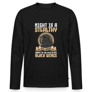 Raven Raven Munin - Men's Premium Organic Long Sleeve Shirt - black - Front - Nico (187cm)