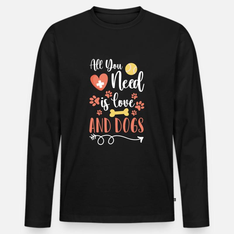 Hundebesitzer Liebe Herrchen - Männer Premium Bio Langarmshirt - Schwarz