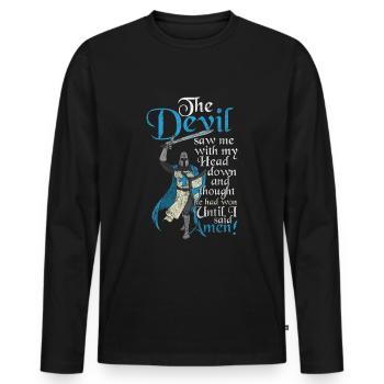 Royaume médiéval des dragons - T-shirt manches longues Premium bio Homme - noir - Devant - Nico (187cm)
