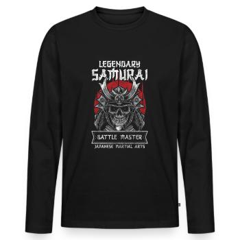 Samurai Kampfsport Katana - Männer Premium Bio Langarmshirt - Schwarz - Vorne - Nico (187cm)