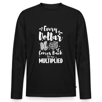Reich Finanzen Dollar Gesundheit - Männer Premium Bio Langarmshirt - Schwarz - Vorne - Nico (187cm)