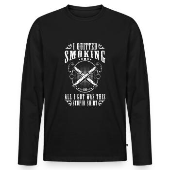 Fumer la cigarette Santé - T-shirt manches longues Premium bio Homme - noir - Devant - Nico (187cm)