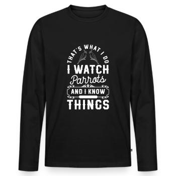 Macaw Feathers Beak Tropical - Men's Premium Organic Long Sleeve Shirt - black - Front - Nico (187cm)