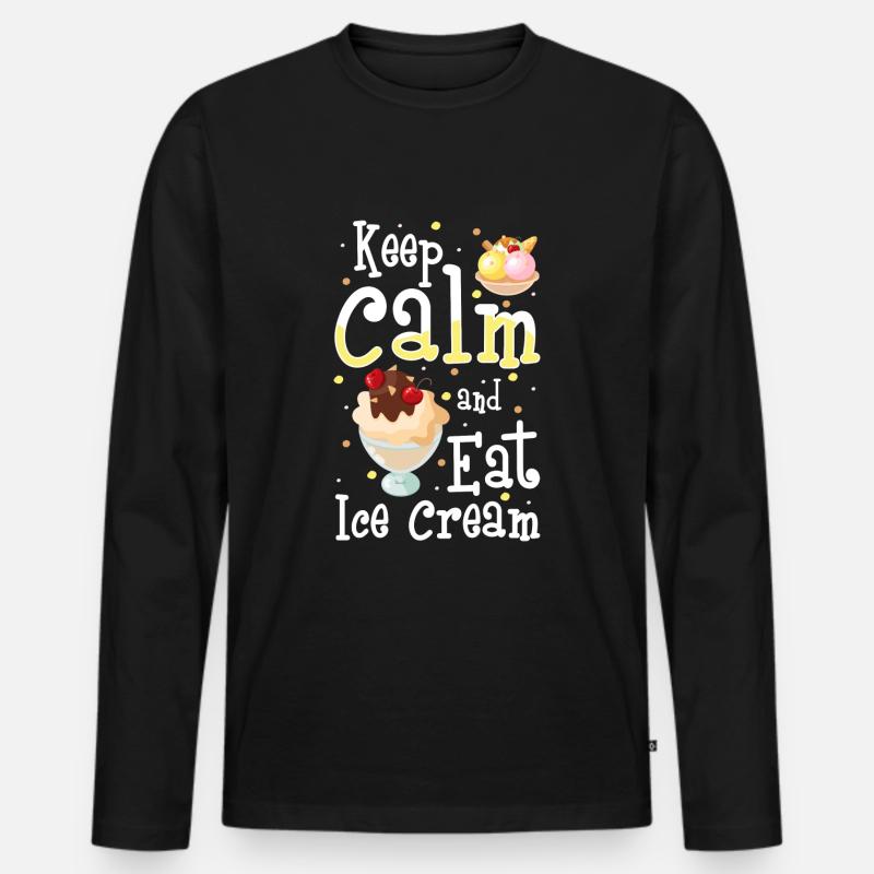 Eiscreme Eiskugel Süßigkeiten Softeis - Männer Premium Bio Langarmshirt - Schwarz