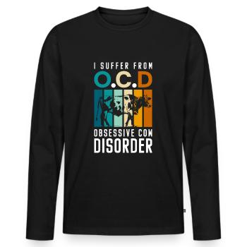 Kühe Kuhflecken Vieh Tierliebe - Männer Premium Bio Langarmshirt - Schwarz - Vorne - Nico (187cm)