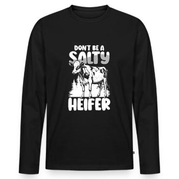 Rind Muh Tierliebe - Männer Premium Bio Langarmshirt - Schwarz - Vorne - Nico (187cm)