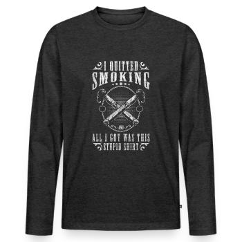Cigarette Cigare Chanvre Nerveux - T-shirt manches longues Premium bio Homme - anthracite chiné - Devant - Nico (187cm)