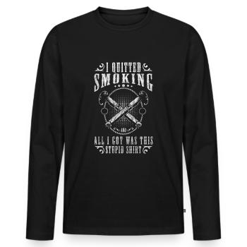 Cigarette Cigar Hemp Nervous - Men's Premium Organic Long Sleeve Shirt - black - Front - Nico (187cm)