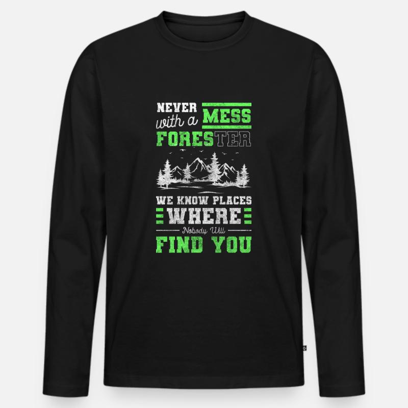 Waldarbeiter Wälder Baum - Männer Premium Bio Langarmshirt - Schwarz