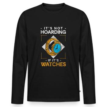 Montres de luxe Montres Oldschool - T-shirt manches longues Premium bio Homme - noir - Devant - Nico (187cm)