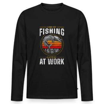 Appât d’excursion de pêche - T-shirt manches longues Premium bio Homme - noir - Devant - Nico (187cm)