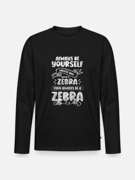 Zebras Tier Steppe - Männer Premium Bio Langarmshirt - Schwarz