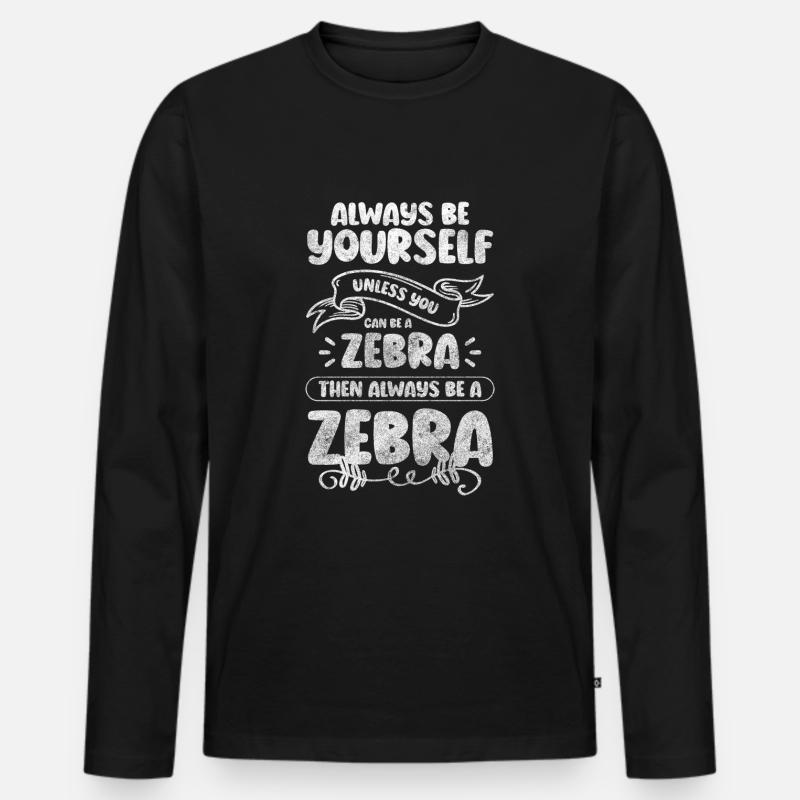 Zebras Tier Steppe - Männer Premium Bio Langarmshirt - Schwarz