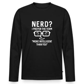 Nerd Intelligent - T-shirt manches longues Premium bio Homme - noir - Devant - Nico (187cm)