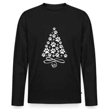 Pattes de chien pattes de chat arbre de Noël animal de compagnie - T-shirt manches longues Premium bio Homme - noir - Devant - Nico (187cm)