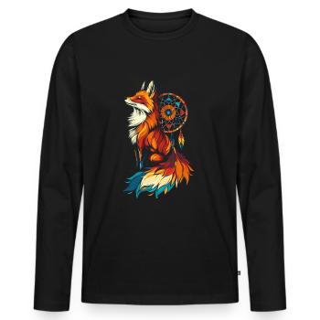 Fuchs Traumfänger - Männer Premium Bio Langarmshirt - Schwarz - Vorne - Nico (187cm)