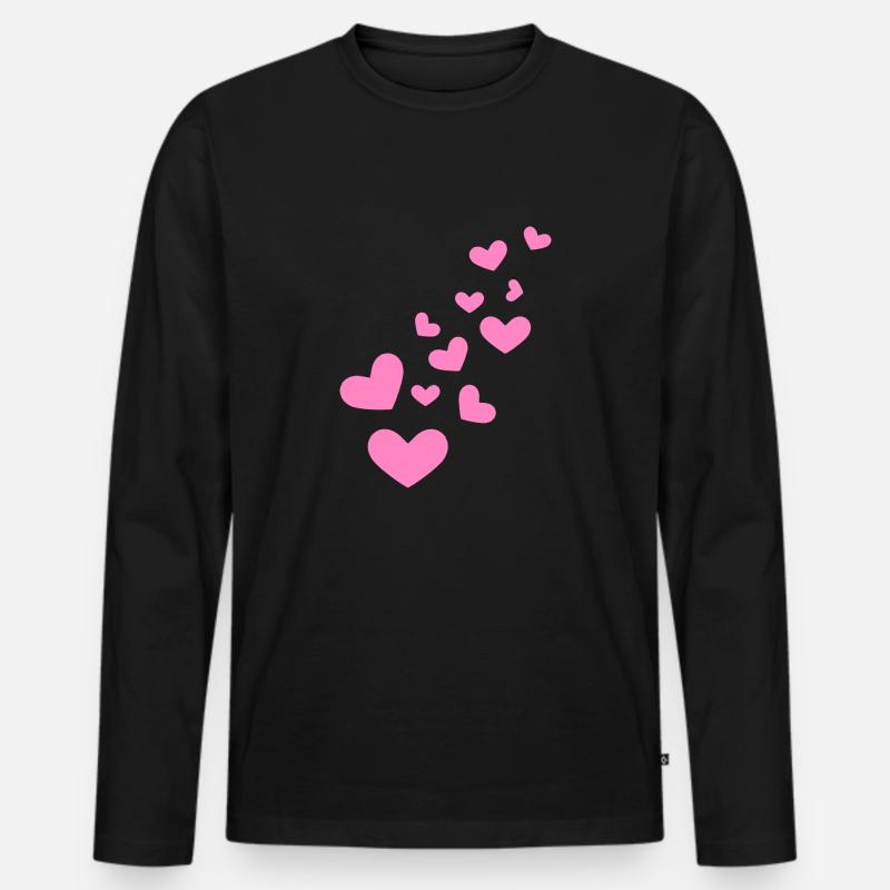 Herzchen Herz Muster Geschenk - Männer Premium Bio Langarmshirt - Schwarz
