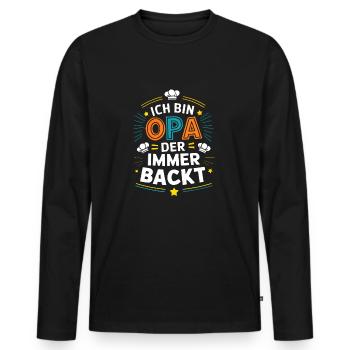 Ich bin der Opa der immer backt lustiger Opaspruch - Männer Premium Bio Langarmshirt - Schwarz - Vorne - Nico (187cm)