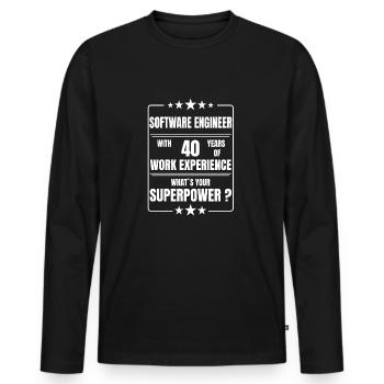 SOFTWARE ENGINEER 40 YEARS OF WORK EXPERIENCE - Men's Premium Organic Long Sleeve Shirt - black - Front - Nico (187cm)