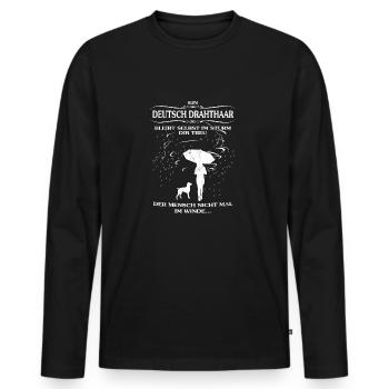 Hundeshirt f. Hundehalter & Deutsch Drahthaar - Männer Premium Bio Langarmshirt - Schwarz - Vorne - Nico (187cm)