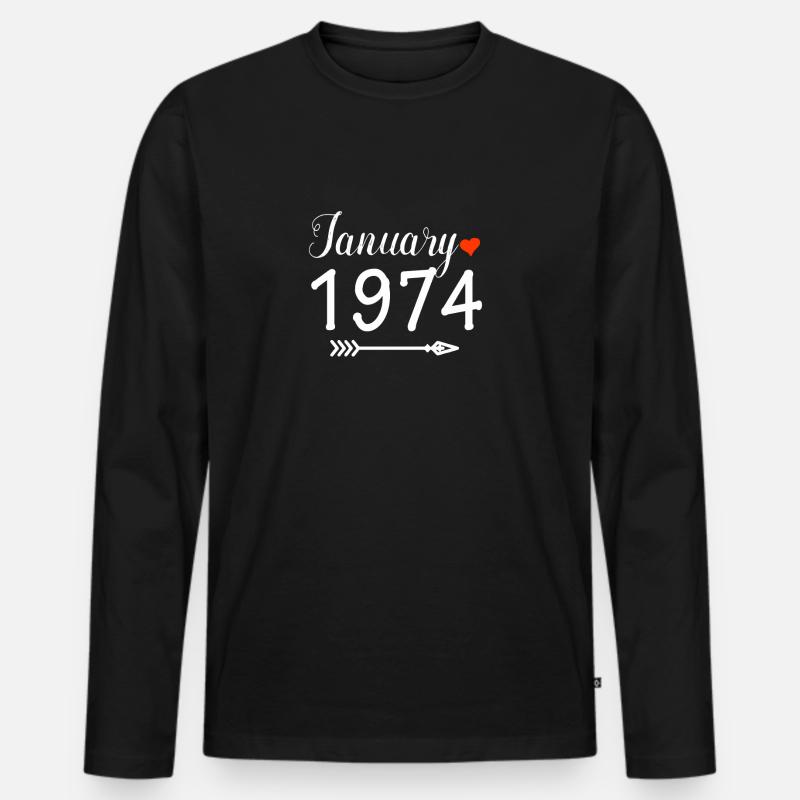 Januar 1974 - Männer Premium Bio Langarmshirt - Schwarz