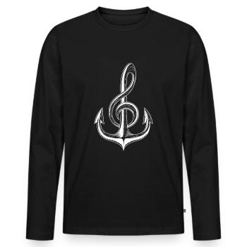Bateau Ancre Clé de partition Nautik Marins musiciens - T-shirt manches longues Premium bio Homme - noir - Devant - Nico (187cm)