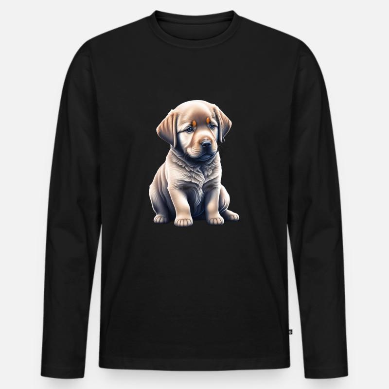 Süßer Labrador Welpe - Männer Premium Bio Langarmshirt - Schwarz