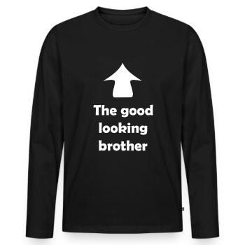 The handsome brother - Men's Premium Organic Long Sleeve Shirt - black - Front - Nico (187cm)